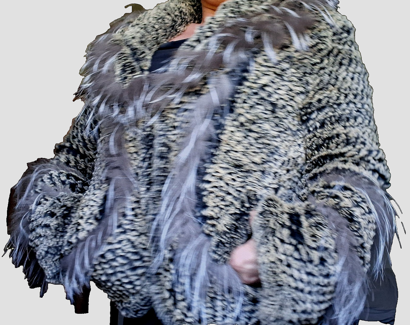 Real fur jacket, womens size small, rabbit body and lining fox trim.