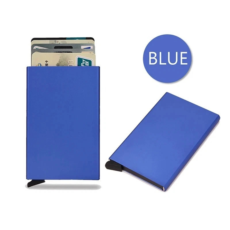 Rfid Smart Wallet Card Holder Metal Thin Slim Men Women Wallets Pop Up Minimalis