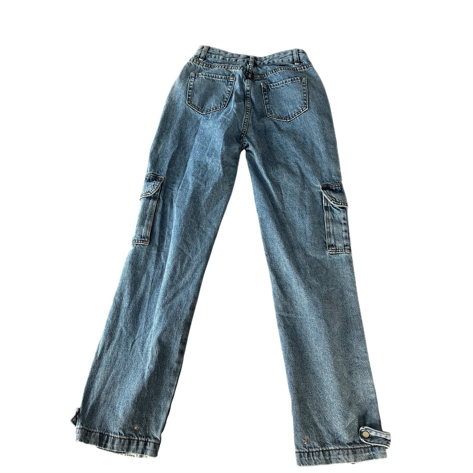 AMAZING y2k Beginning Boutique Light Wash Cargo Jeans Wide Leg Women’s Size 4