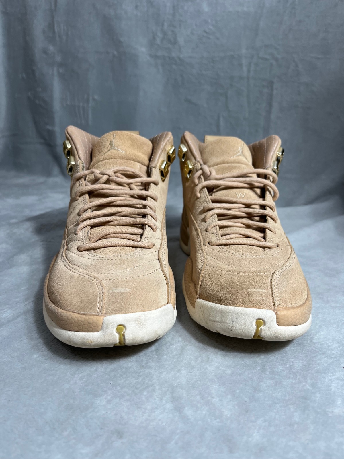 Nike Air Jordan 12 Retro Wheat Blush Beige Suede Gold Women Sneakers US 7 EU 38