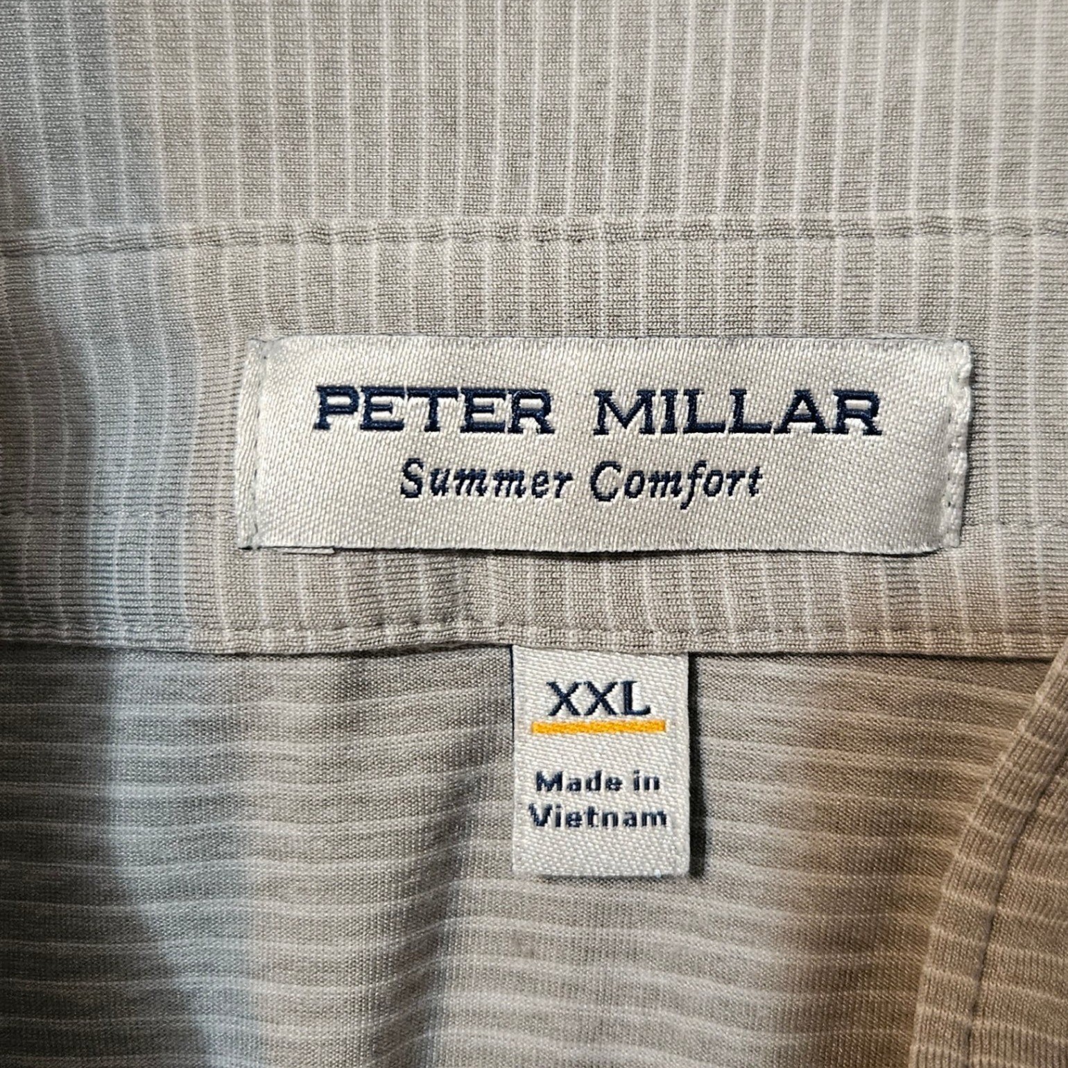 Peter Millar Men’s Size 2XL Gale Grey Striped Halford Performance Jersey Polo