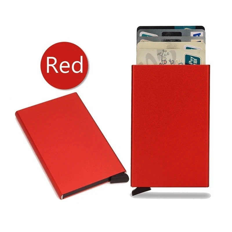 Rfid Smart Wallet Card Holder Metal Thin Slim Men Women Wallets Pop Up Minimalis