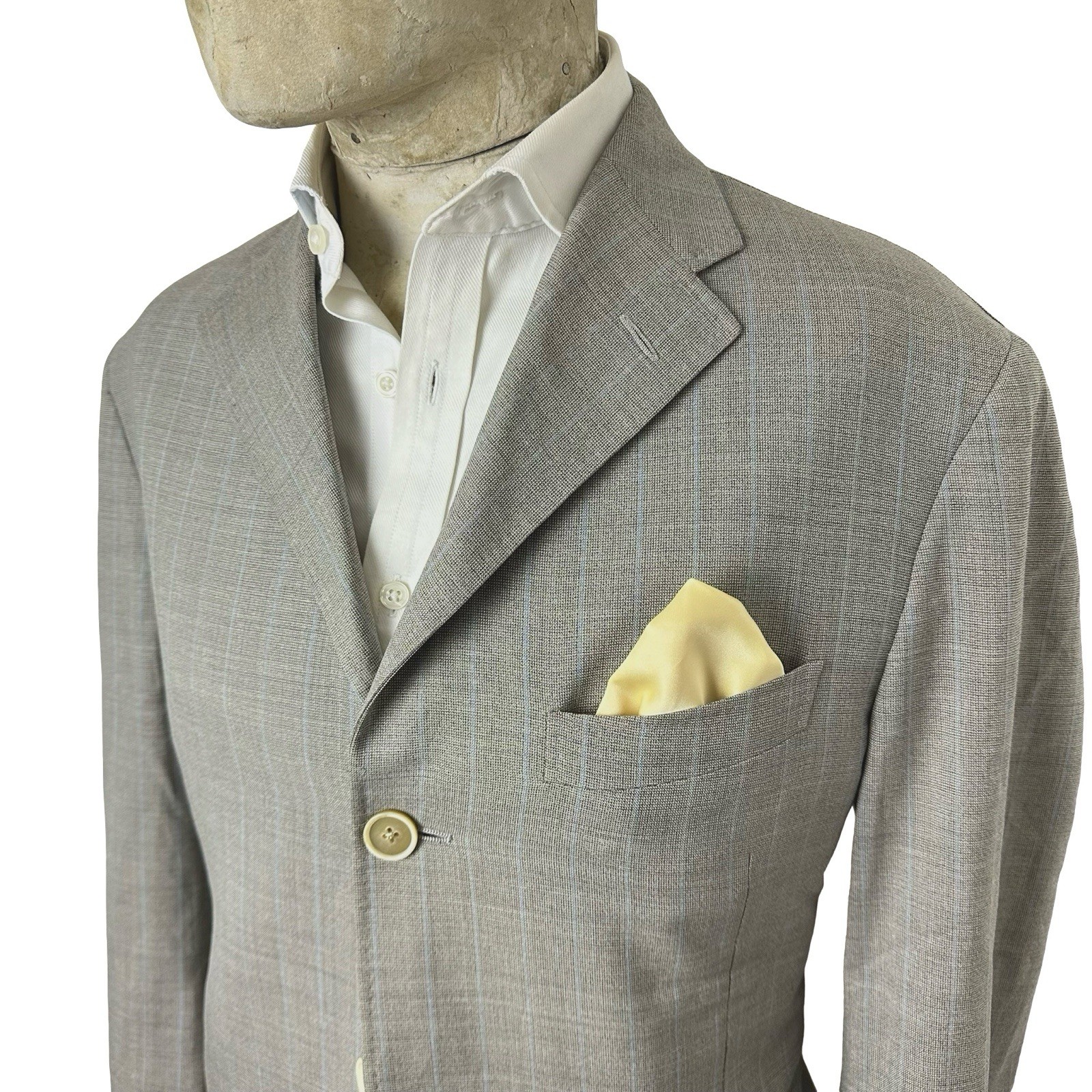 Corneliani Blazer Jacket 40” Wool Summer Grey Check Sport Coat Men’s Italian