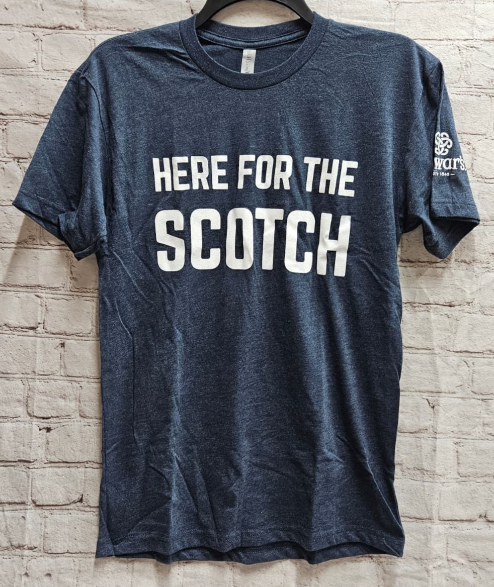 Next Level Dewar’s “Here For The Scotch” Dark Grey T Shirt Size S – NEW
