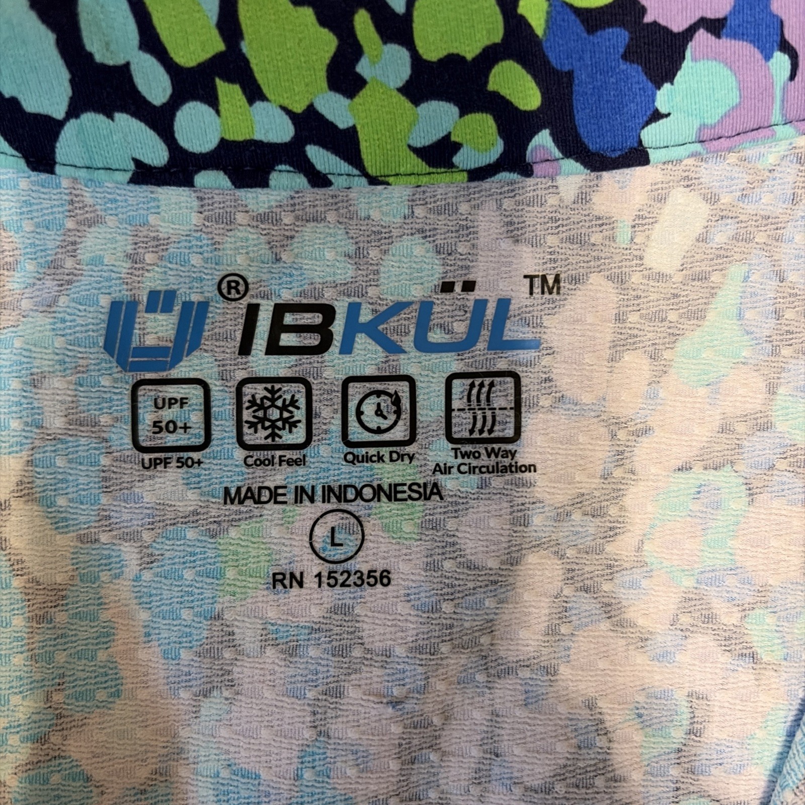 IBKUL Womens 1/4 Zip Pullover Long Mesh Vented Sleeves Blue Green Purple Print S