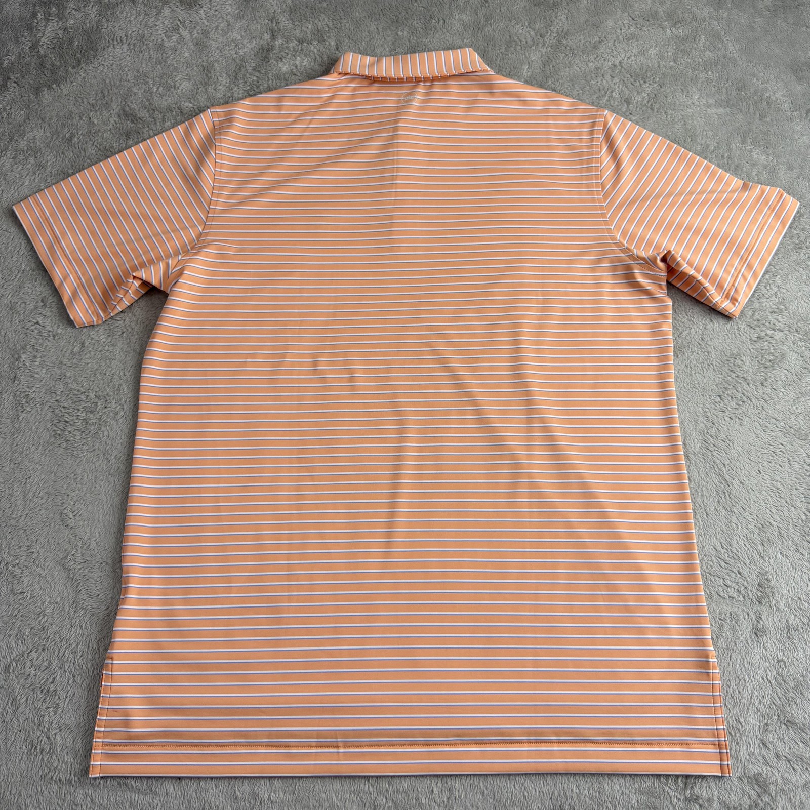 Peter Millar Polo Mens Large Orange Stripe Summer Comfort Golf Stretch Logo