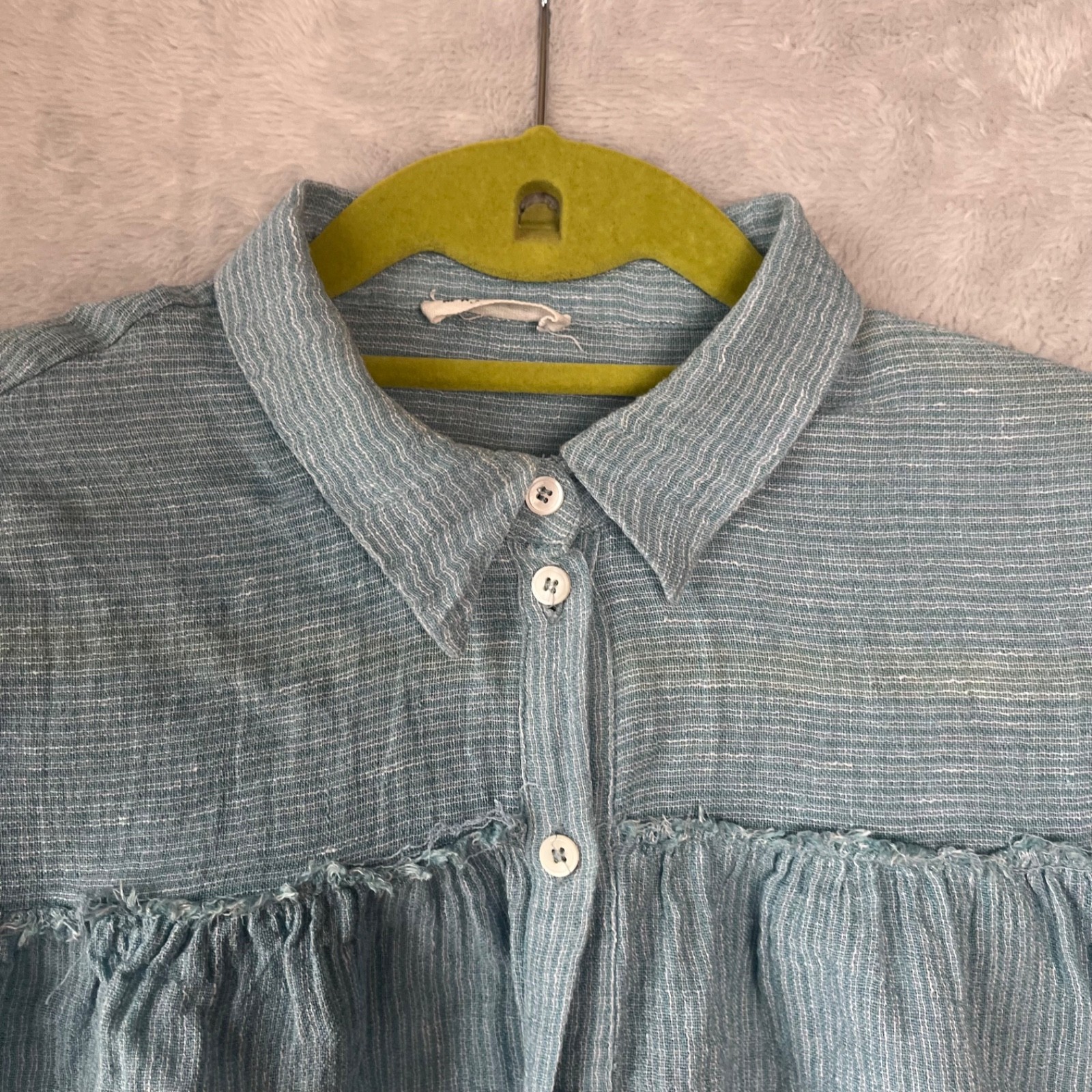 Masscob Cheesecloth Blouse Sz 6UK XS Muslin Flowy Boho Raw Edge
