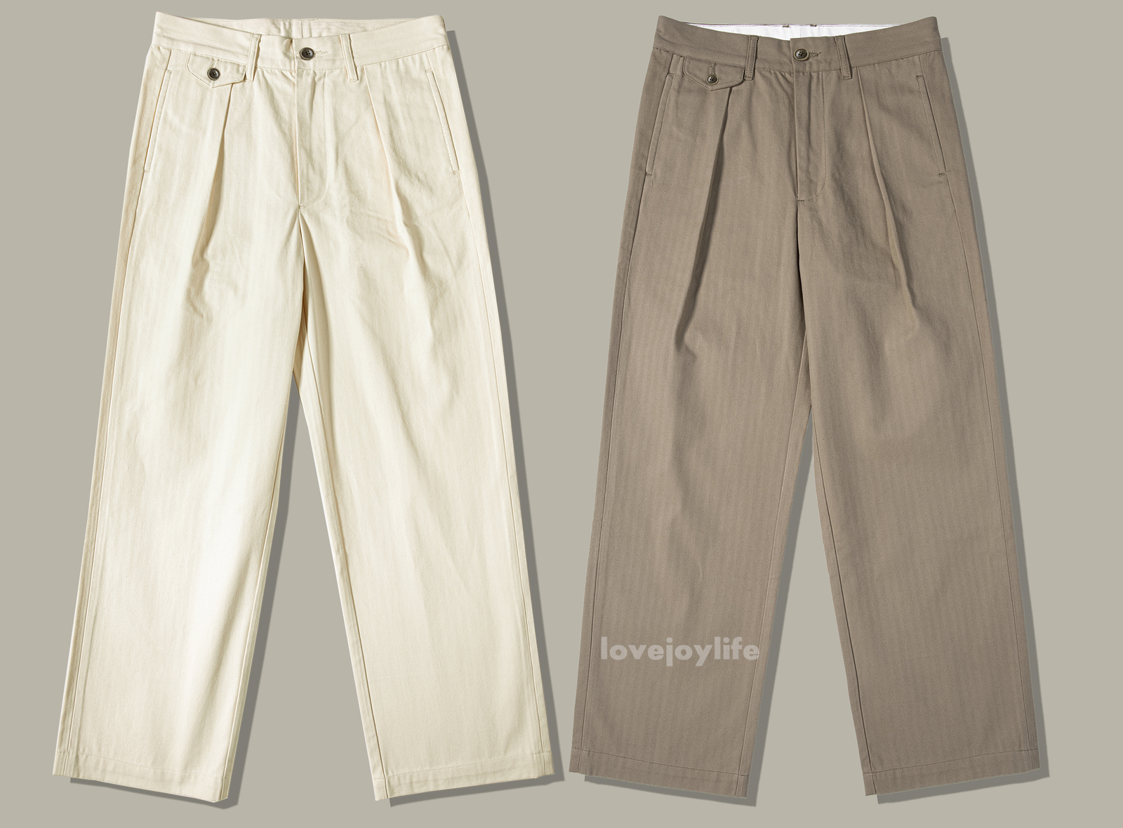 Red Tornado Retro Men’s HBT Straight Pants Cotton Pleated Casual Formal Trousers