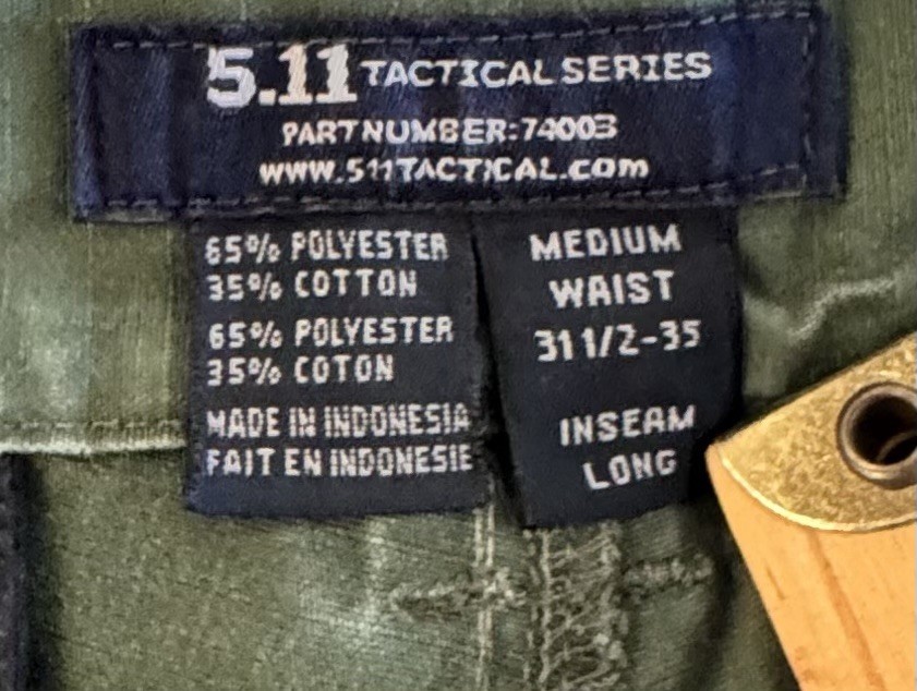 5.11 Tactical TDU Rip-Stop Cargo Pants Mens Medium Waist 74003 Army Green 511