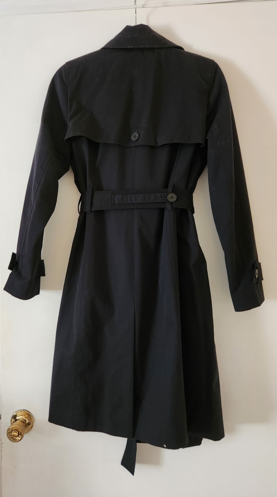 Banana Republic Trench Coat Women Cotton Polyester Size S Black Good