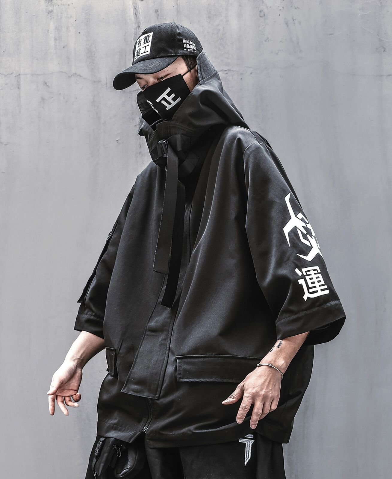 Niepce Techwear Atom Bomb Cyberpunk Windbreaker Urban Hip Hop Hooded Coat Jacket
