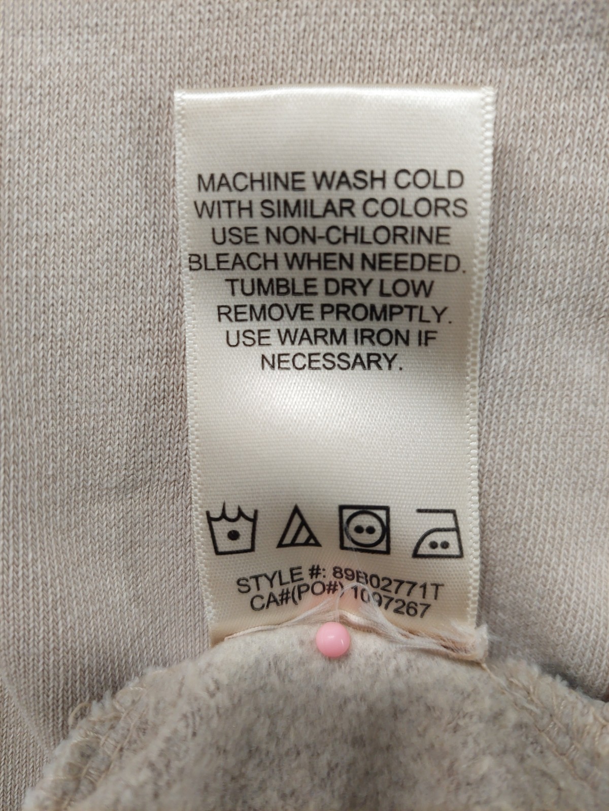 C&C California Women Sweatshirt L Beige Mock Neck 1/2 Zip Kangaroo Pocket Casual