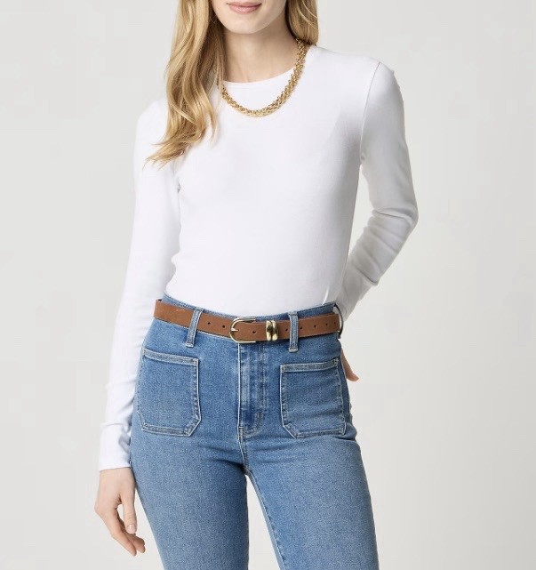 J.CREW Women’s XXS White Solid Crew Neck Long Sleeve Knit Tee CA961
