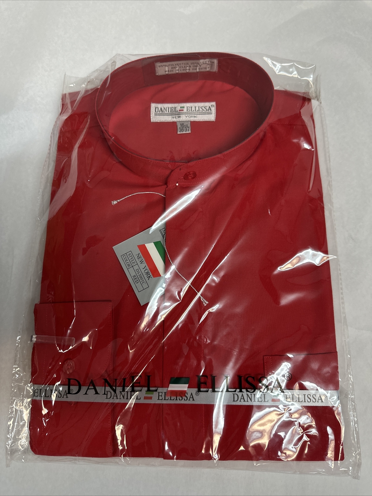 Daniel Ellissa Red Mandarin No Collar Collar Shirt DS3001C Men’s 16.5 (36/37)