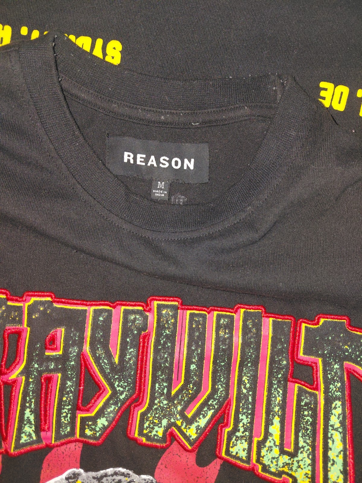 Reason Men’s Black Double-Sided Snake Graphic Crew Neck T-Shirt Short Sleeve M