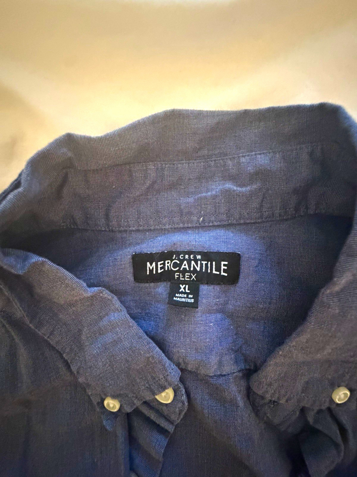 J.Crew Mercantile Flex Men’s Solid Blue Button-Down Shirt XL Long Sleeve