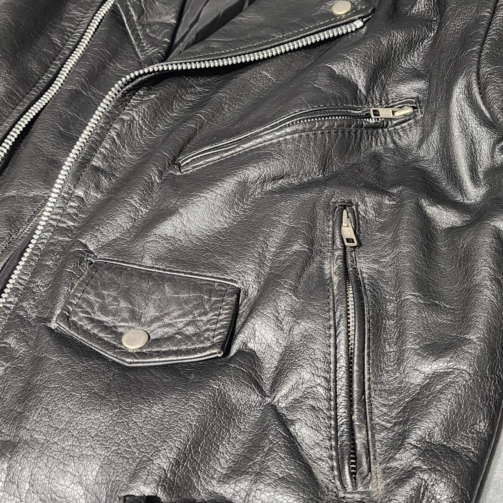 Vtg WILSONS Leather Jacket Motorcycle Biker Punk Metal Rock Moto 90s Size Large