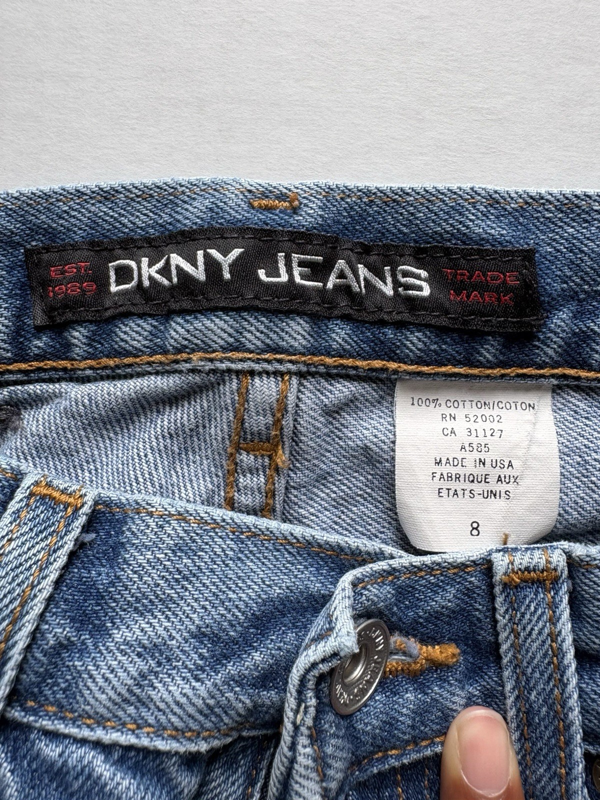 Vintage 90s DKNY Jeans Size 8 Inseam 28 Made in USA High Rise Straight Leg Blue
