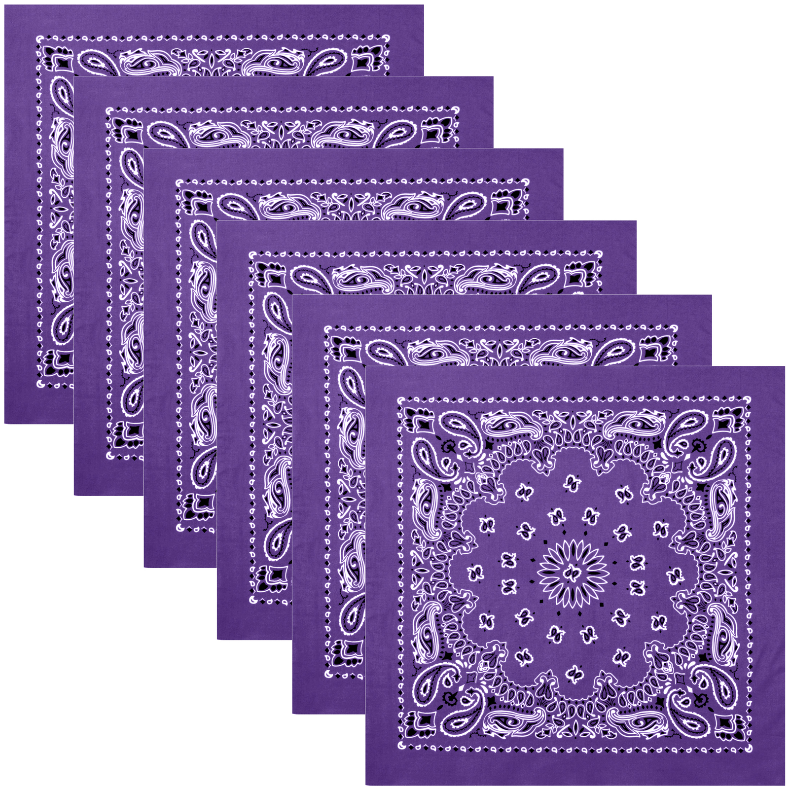 Purple Trainmen Paisley Bandana 6-Pack Extra Large Head & Face Wrap 27″x27″