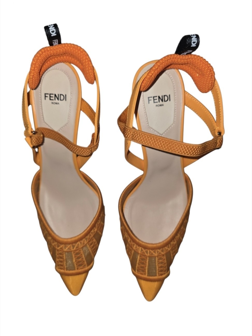 Fendi Colibrì Slingback Pump in a vibrant orange colorway EU 35 US 5