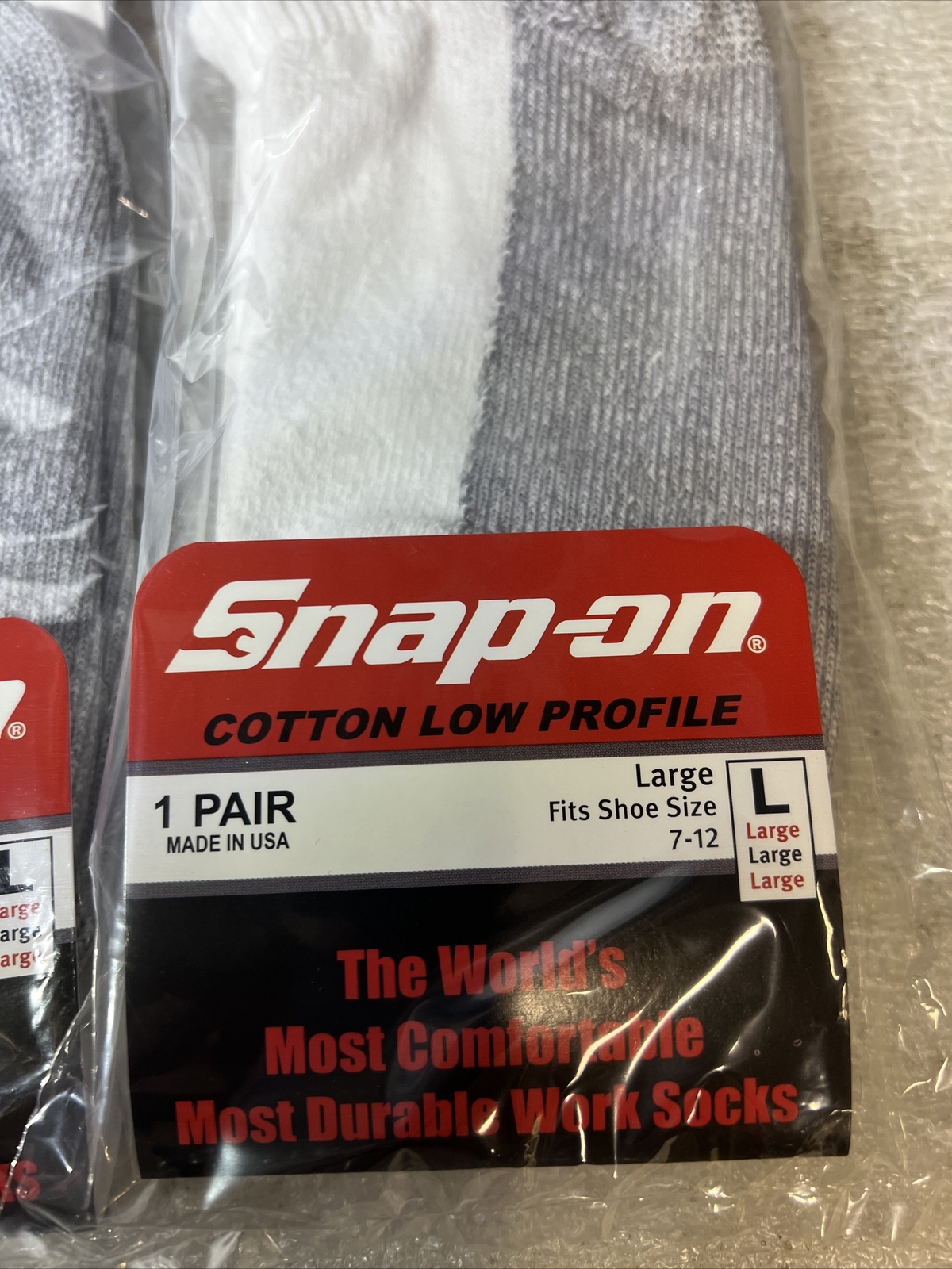 WHITE Snap-On LOW PROFILE Socks Large (7-12) MADE IN USA! *3 Pairs*