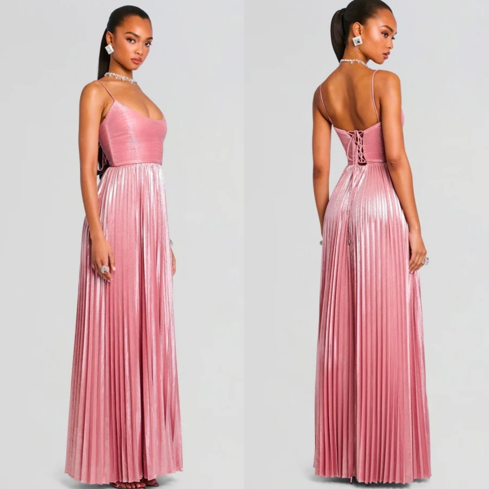 Retrofête Revolve Rhosyn Dress Metallic Rosa Pink Gown Small Coquettecore Girly