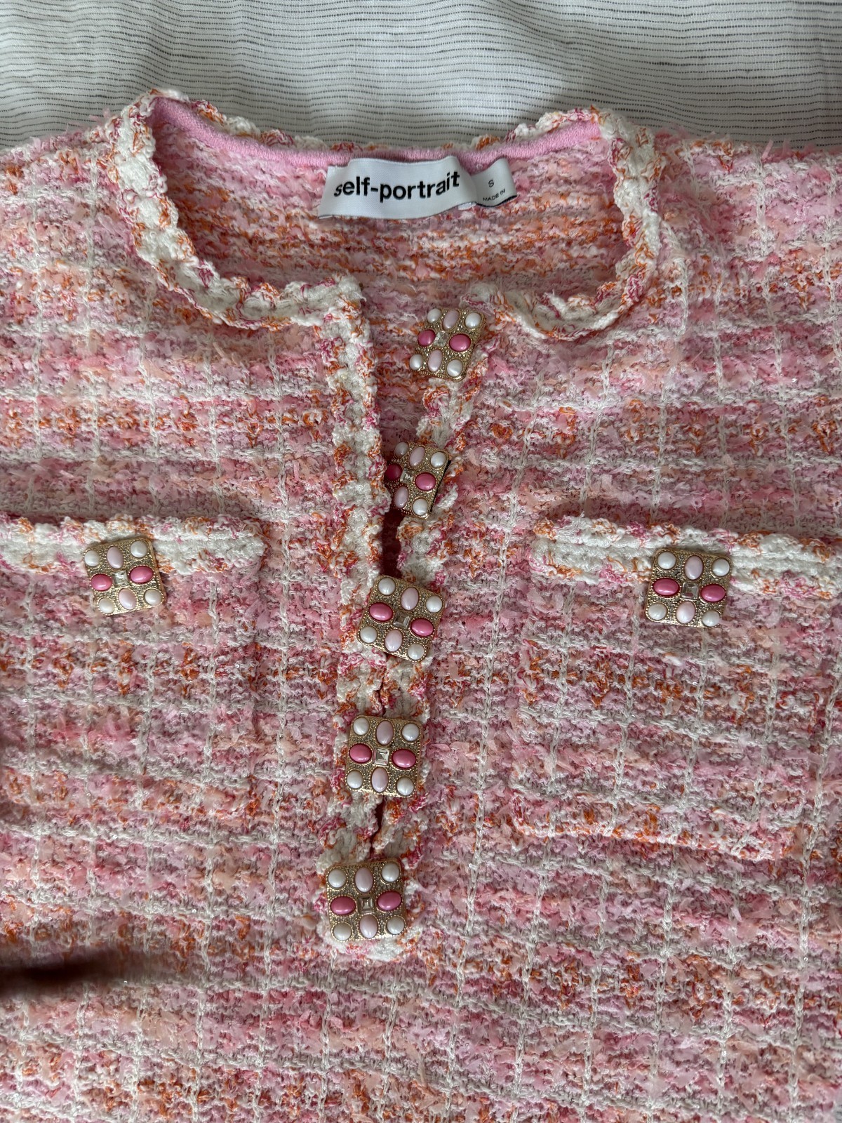 self-portrait Pink Check Knit Mini Dress size small brand new (never wear)