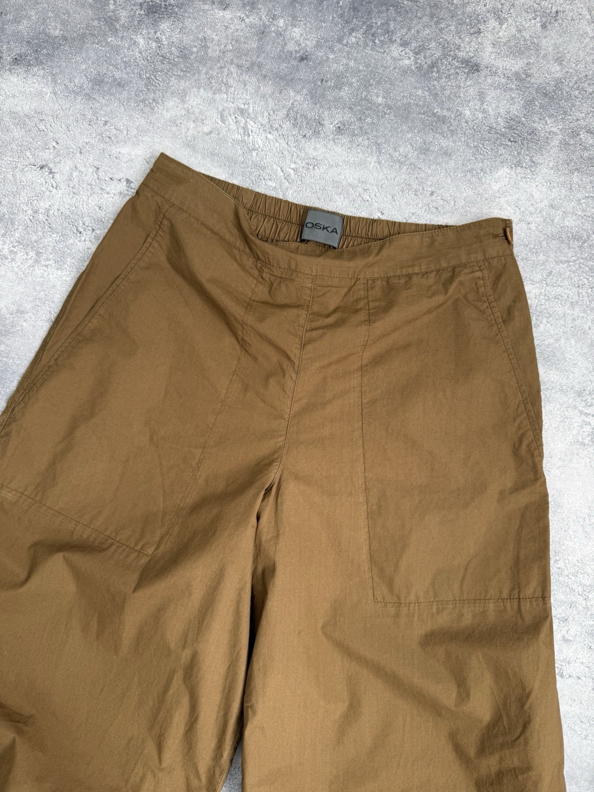 OSKA Trousers Baggy Pants Brown Size 2 Wide Barrel Balloon Women Parachute Japan