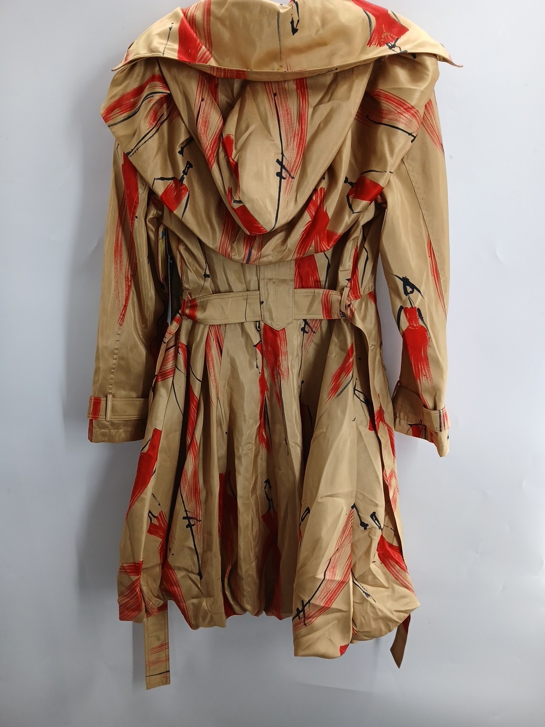 NEW Samuel Dong Classic Bubble Lg Sleeve Dress Pockets Trench Belt Varied MED