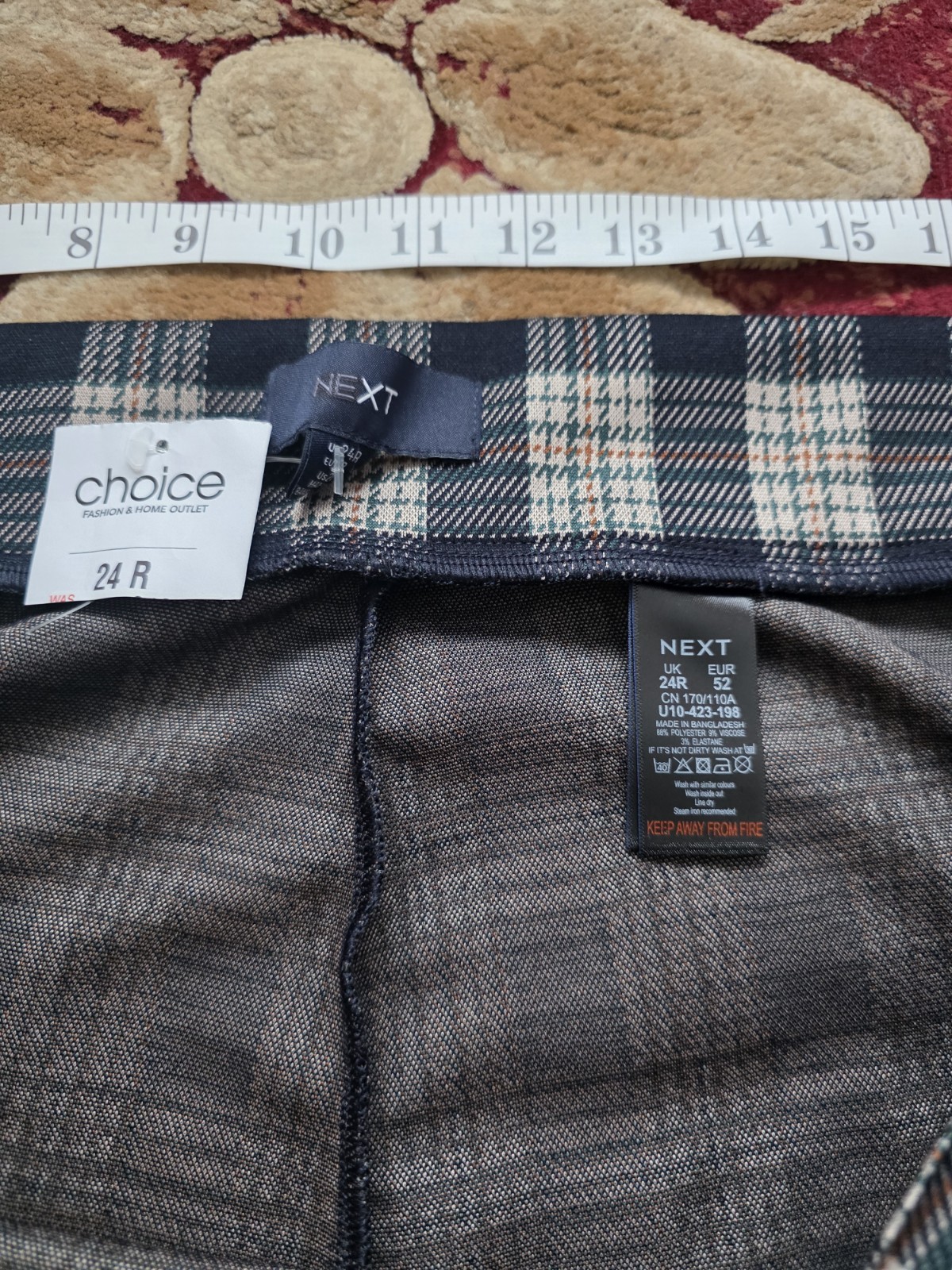Next Women’s Checked Trousers Size 24R Blue Mix New with Tags