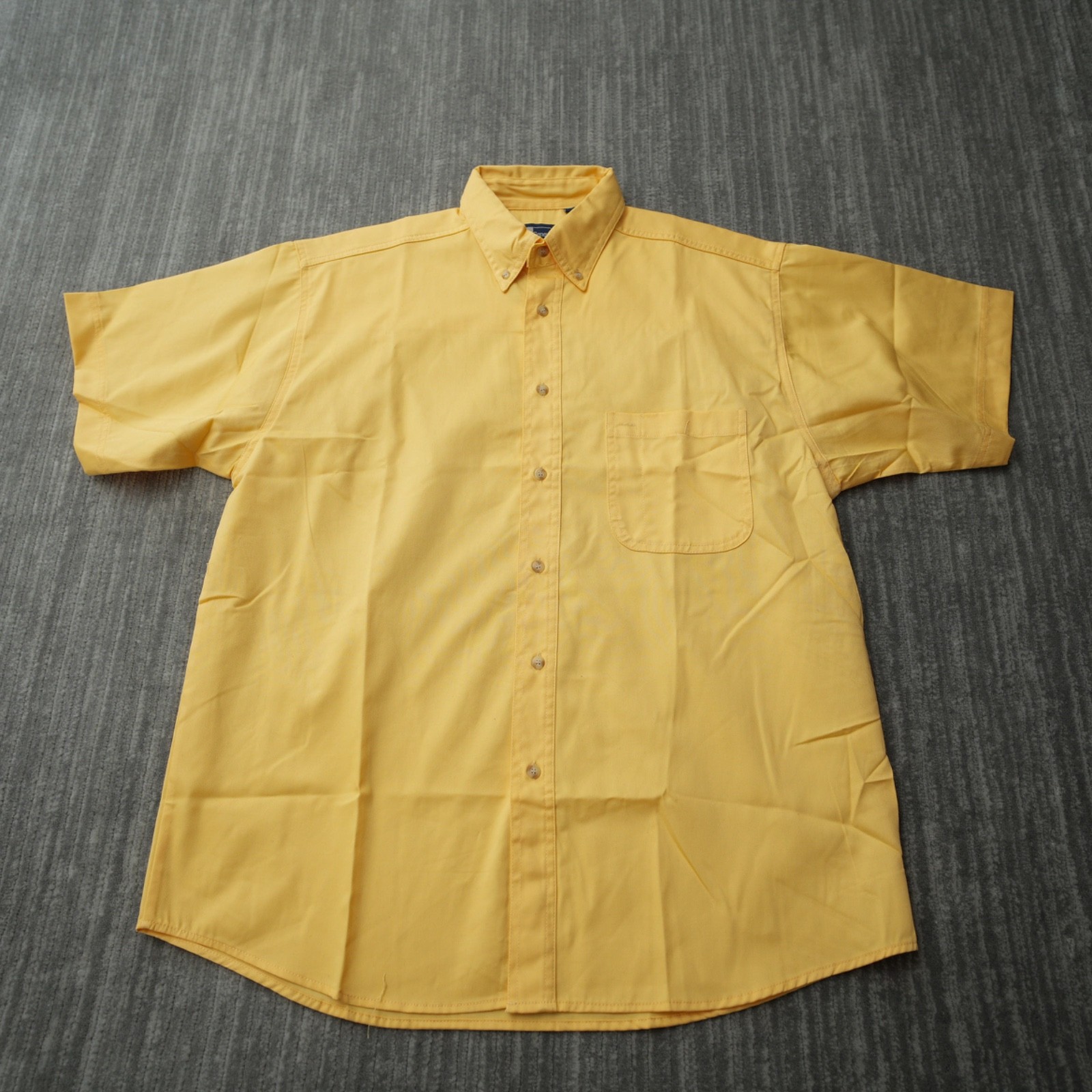 Blue Generation Shirt Men Button Down Yellow New Short Sleeve Solid Large
