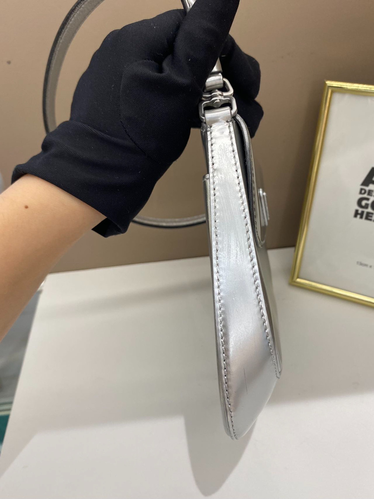 Authentic Prada Cleo Patent Leather Shoulder Bag Silver Silver-Tone eBay AG