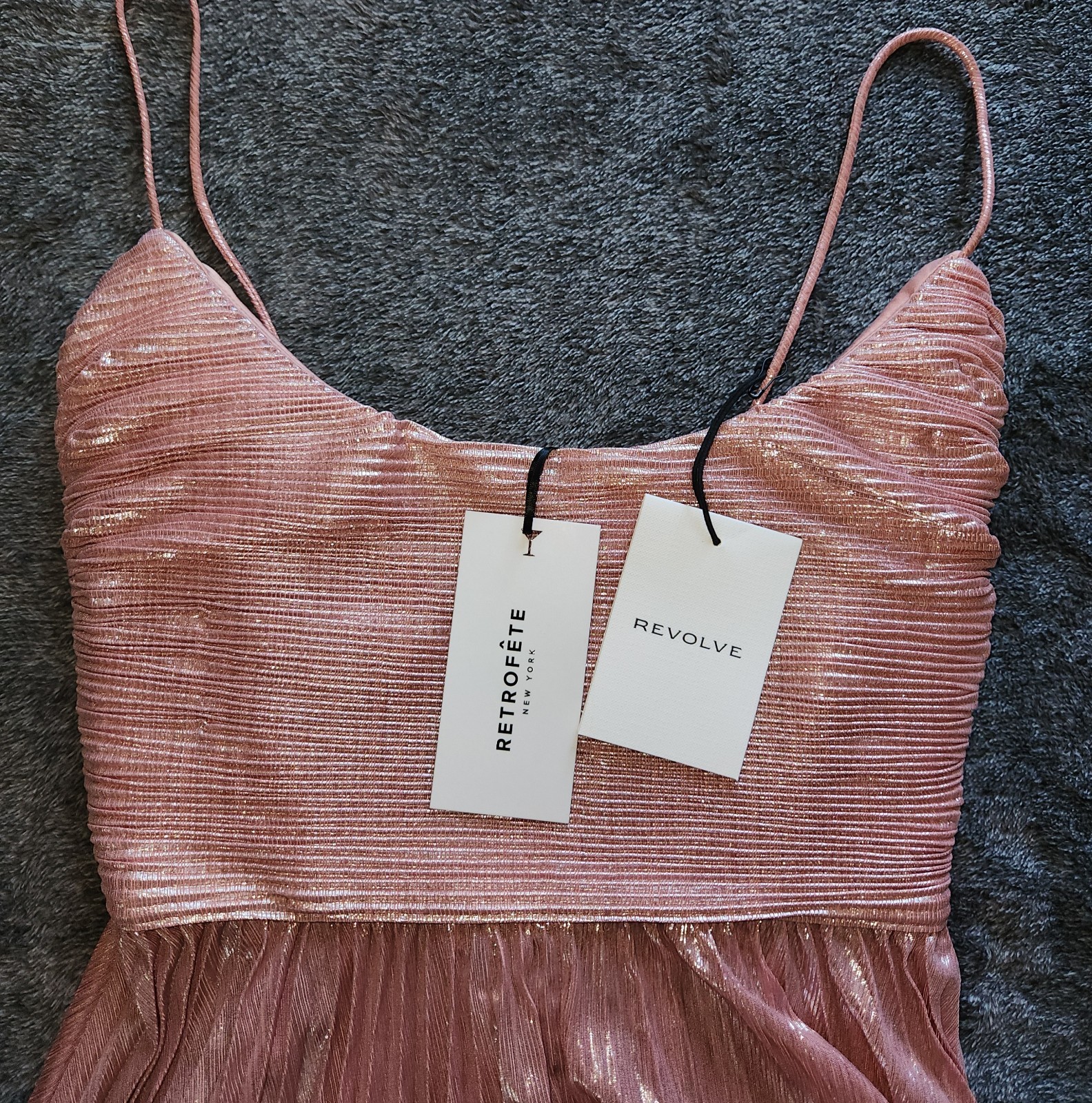 Retrofête Revolve Rhosyn Dress Metallic Rosa Pink Gown Small Coquettecore Girly