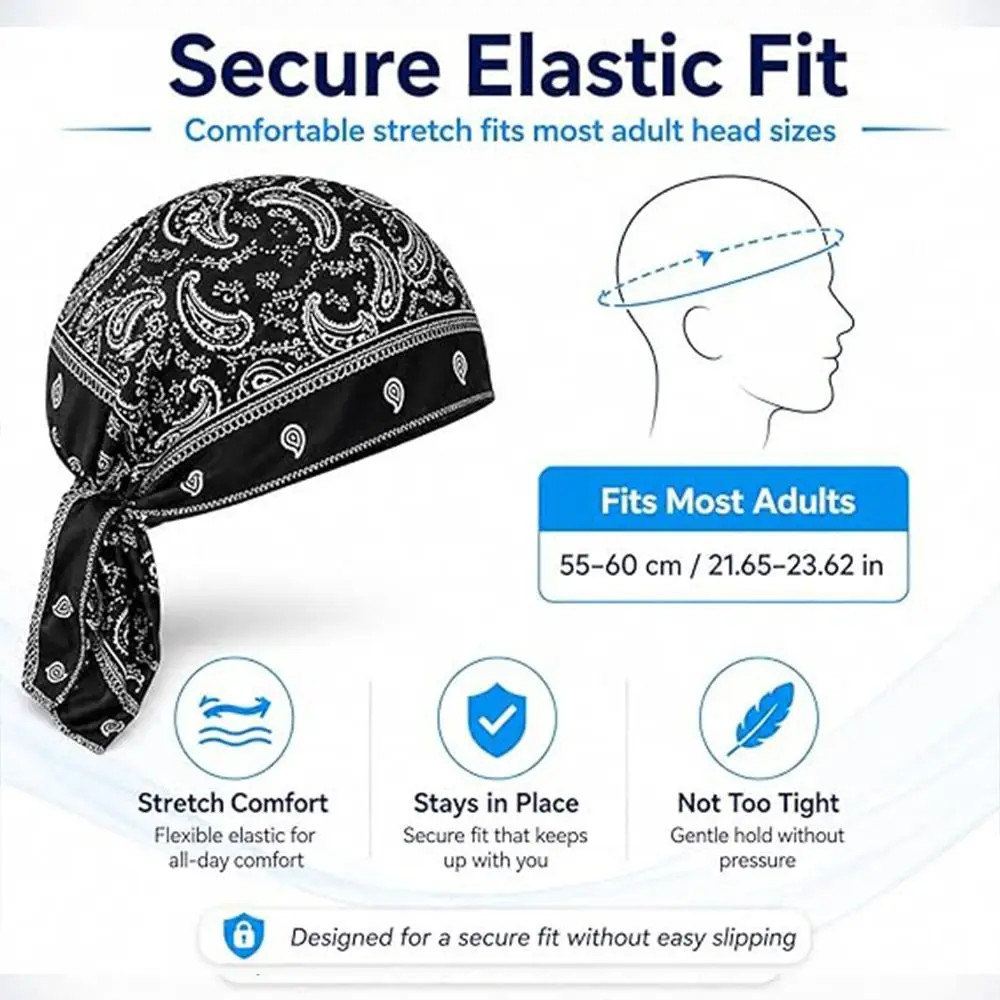 Paisley Print Hijab Cap Bandana Headscarf UV Protection Quick Dry Cycling