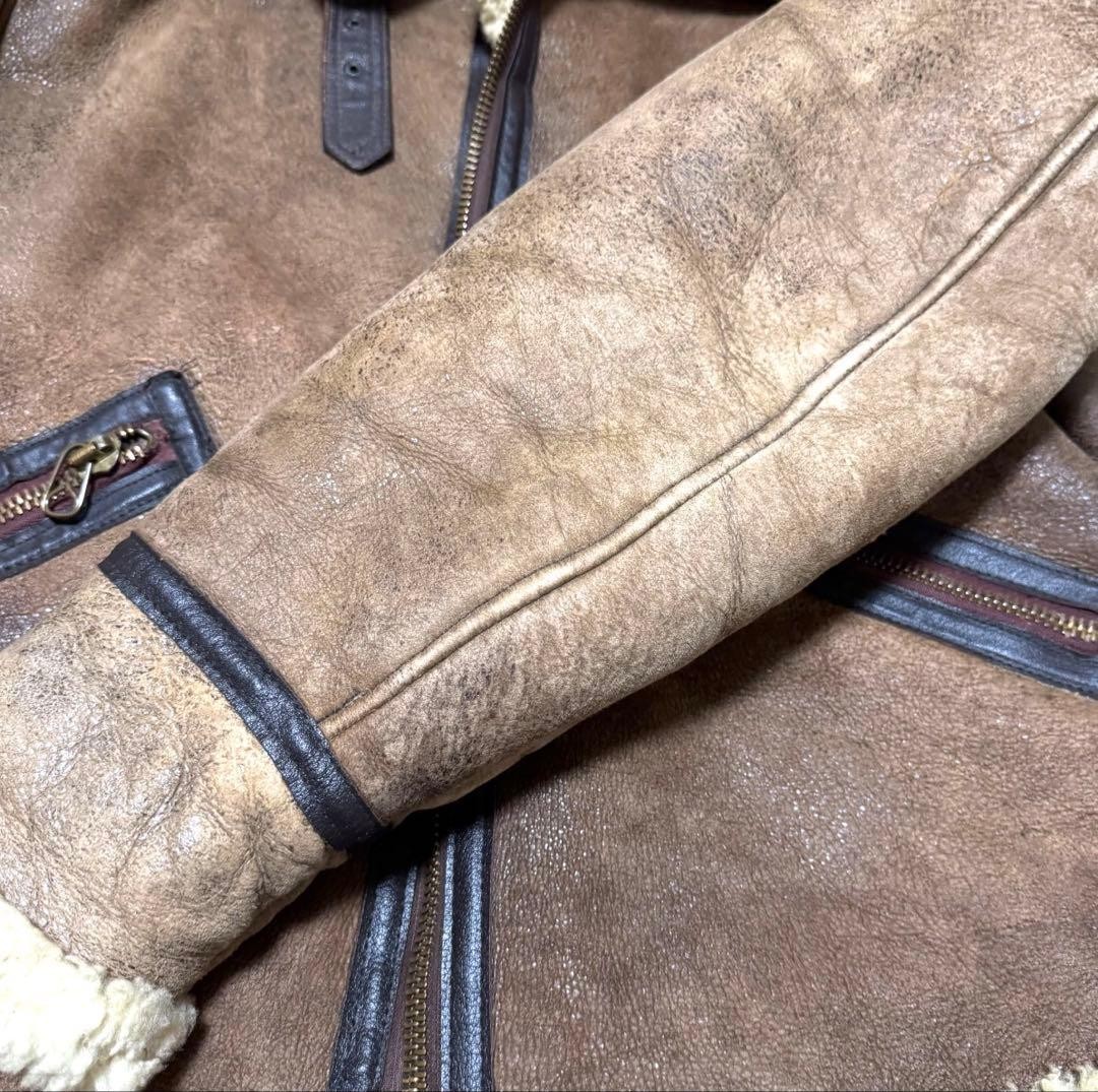 AVIREX B-9 Sheepskin Flight Jacket Blouson Coat Men Size 34 brown vintage