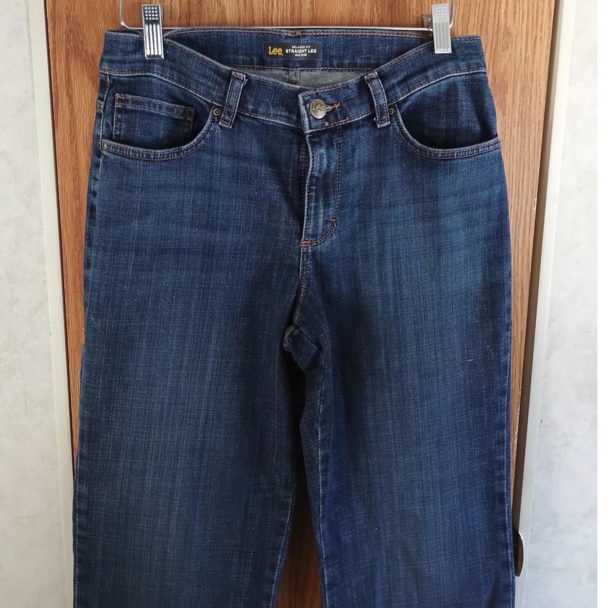 Lee Relaxed Straight Mid Rise Jeans 29×28 Stretch Classic Denim 8 Short