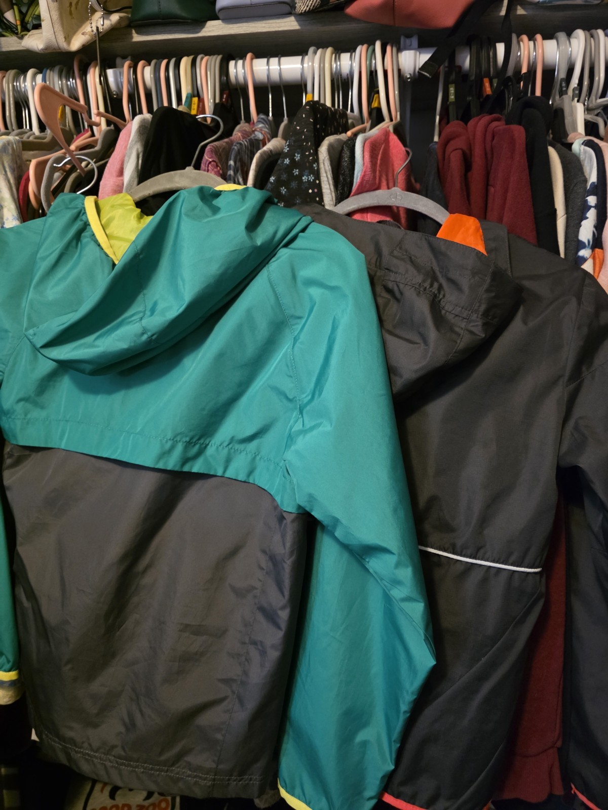 Lot 2 Boys 8/10 Medium Rain Jackets Champion All In Motion Orange Green Multi