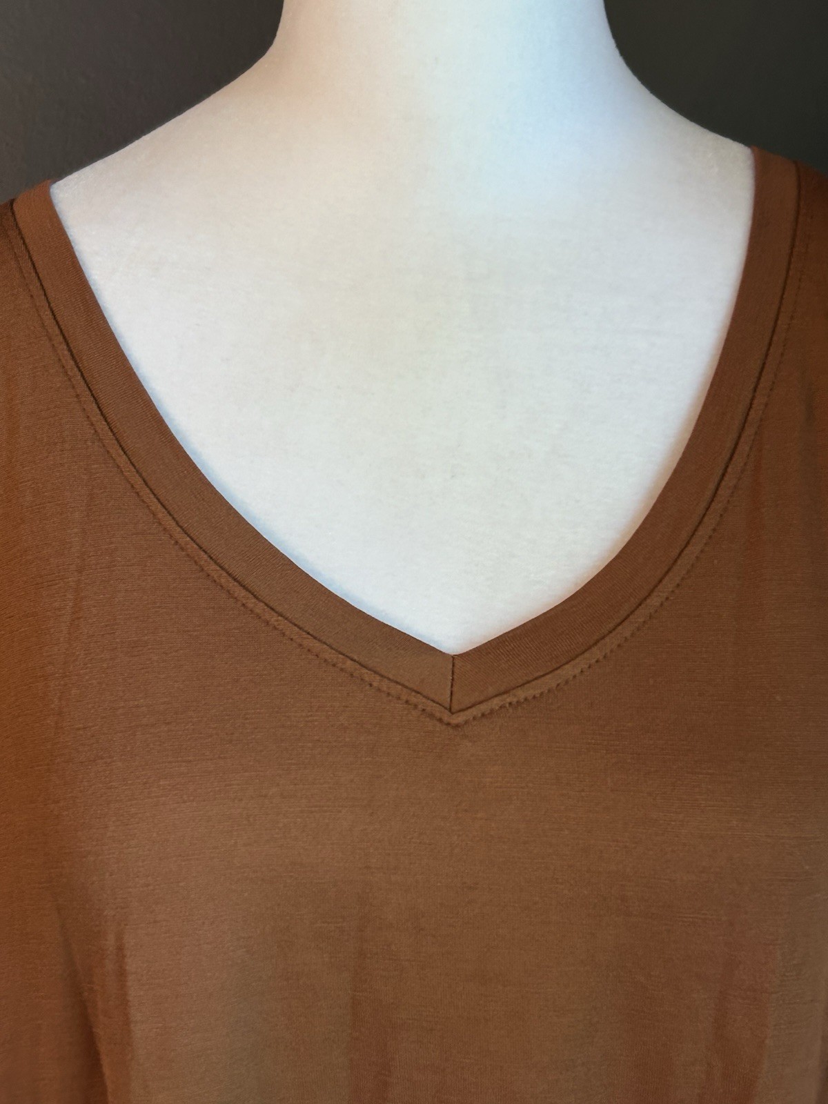 Wool& Wooland Rowena Merino Wool Blend V-neck Swing Dress Large Long Terracotta