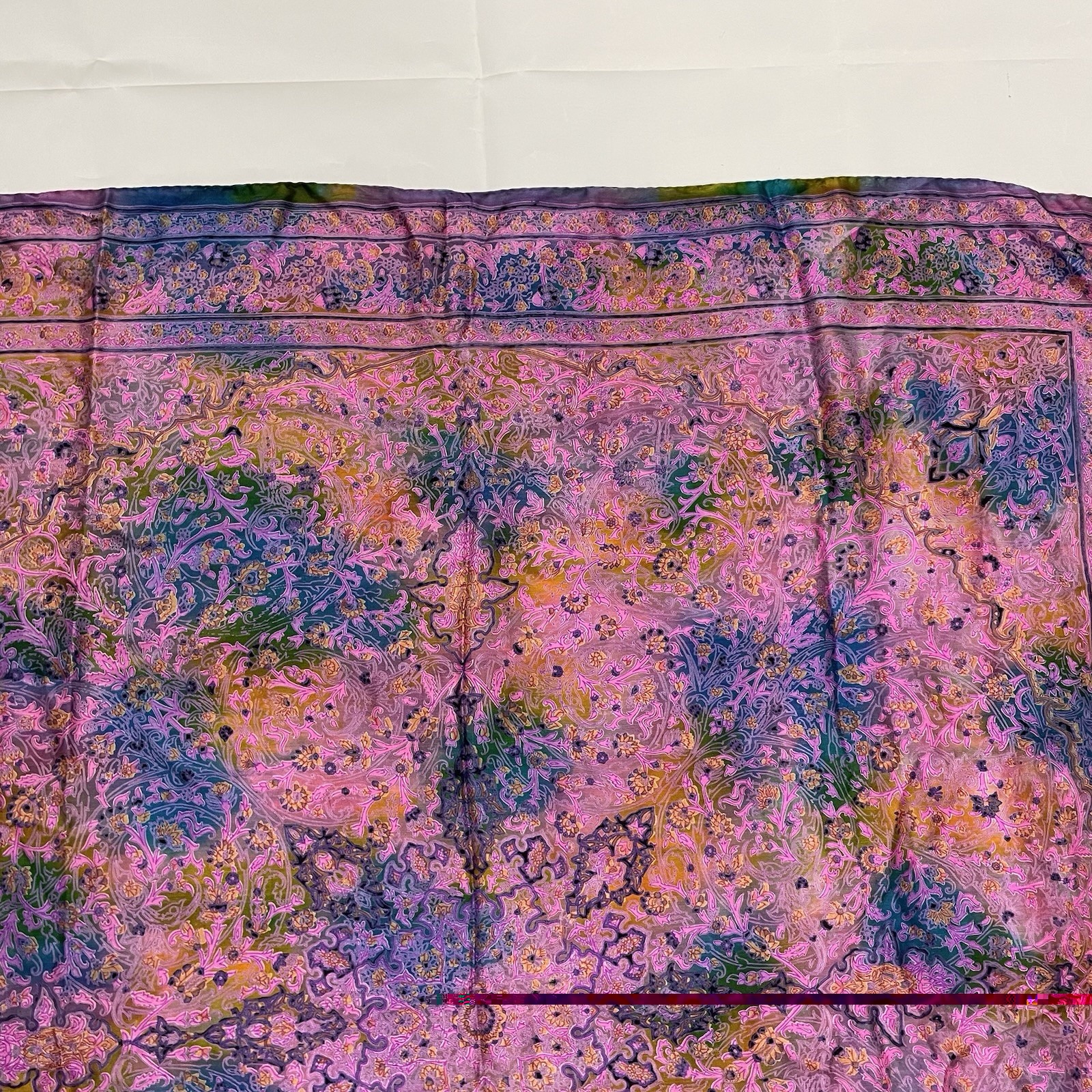 VTG 90s Tie-Dye Psychedelic 42” X 42” Silk Scarf Hippie Floral Grateful Dead