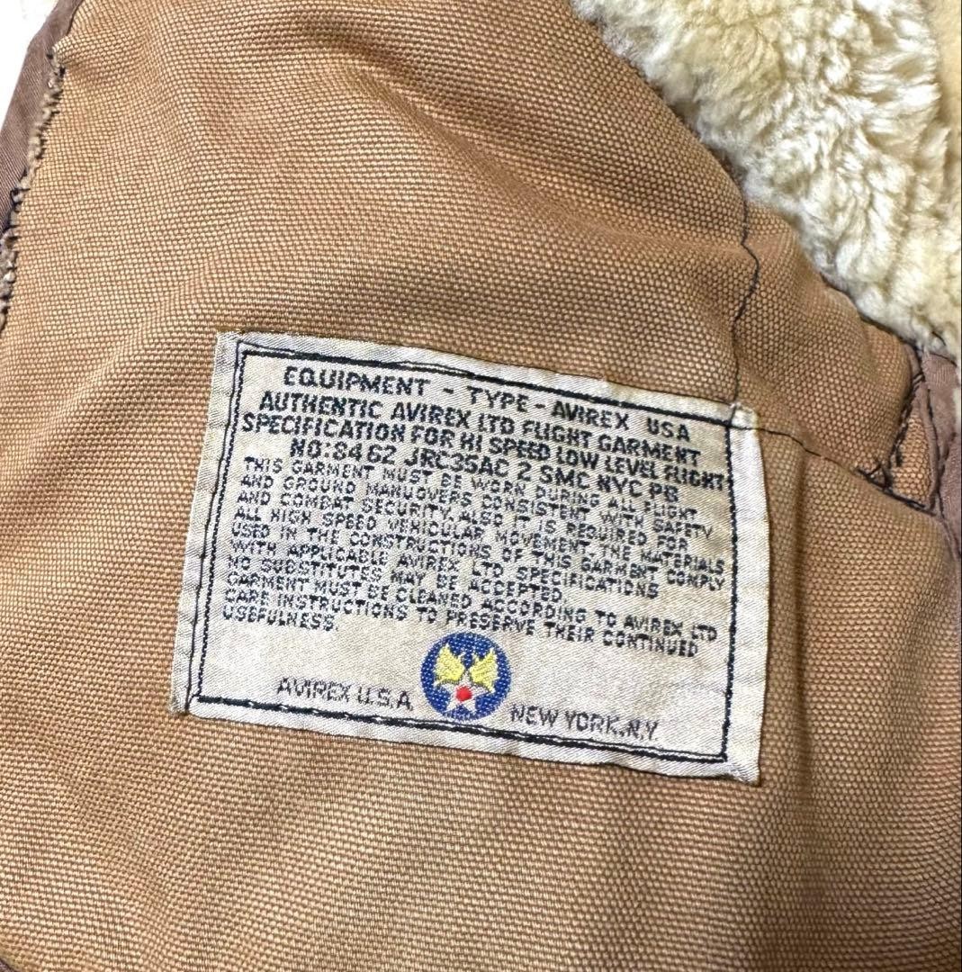 AVIREX B-9 Sheepskin Flight Jacket Blouson Coat Men Size 34 brown vintage
