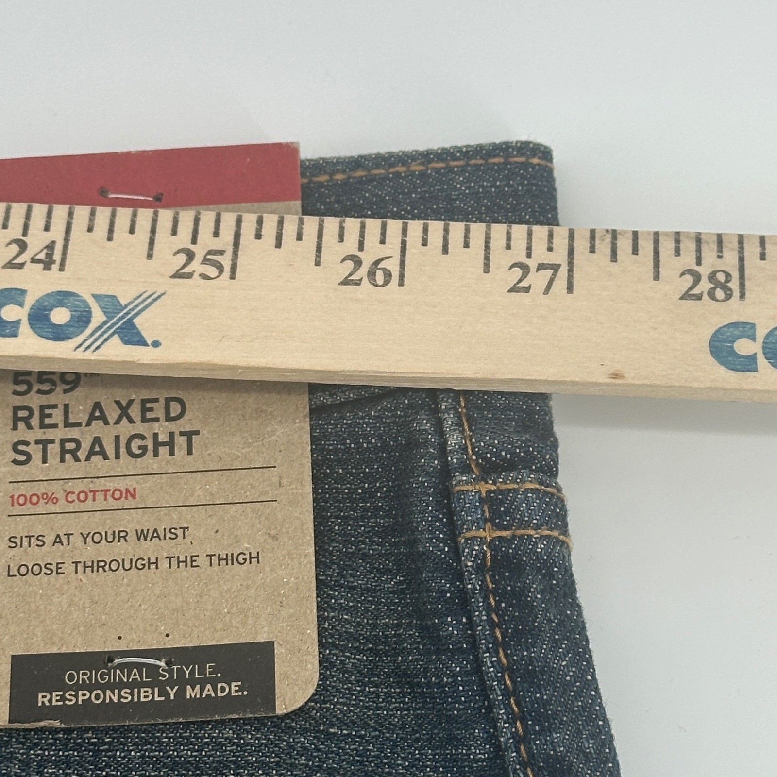 Levi’s 559 Jeans Mens 54×32 Blue Solid Relaxed Straight 100% Cotton Whisker New