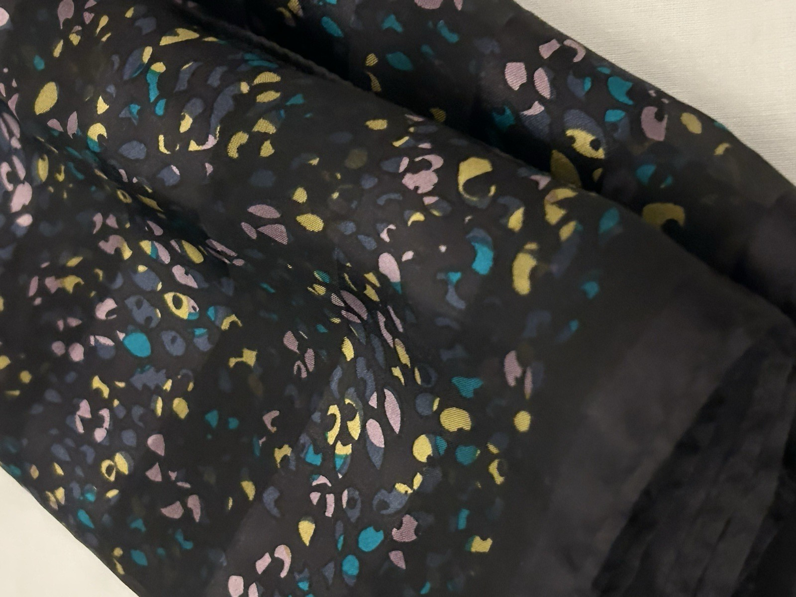 Jasper Conran Black Striped Turquoise Lilac Yellow Speckle Silk Scarf 70×10
