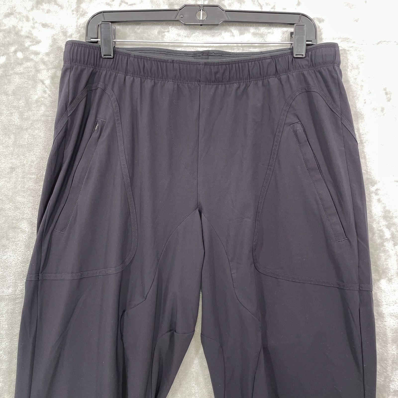 PASKHO Lightweight Travel Pants Black Women Size L Wide Leg Drawstring Waist