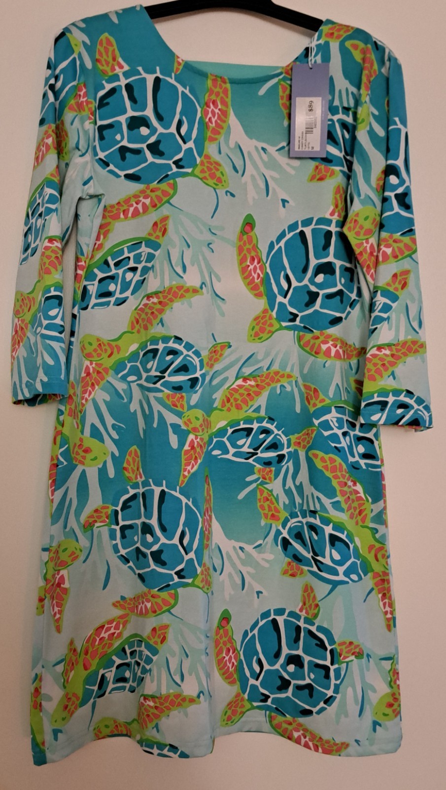 Ana Clare Summer Turtle Print Sleeveless Shift Dress Size M NWT