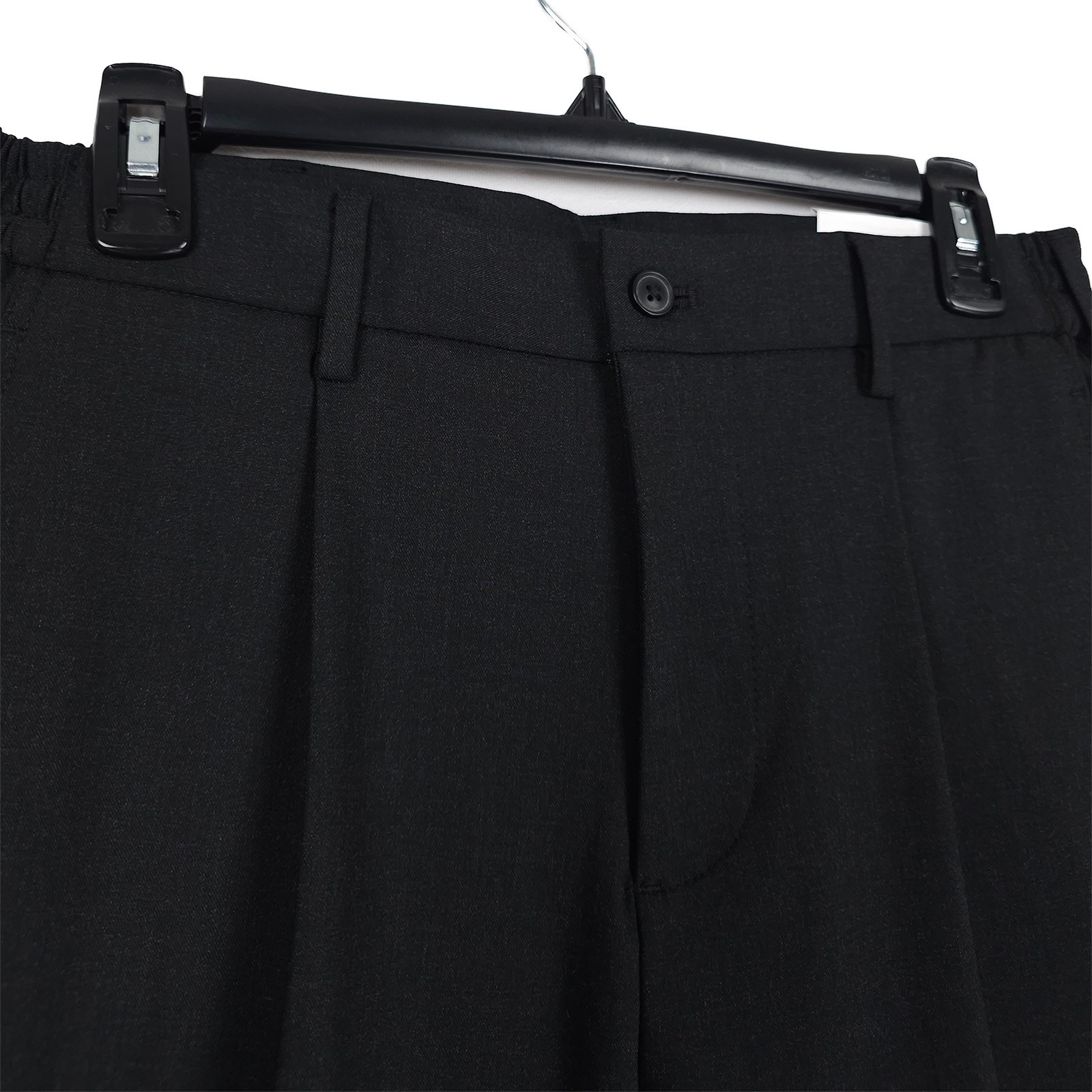 Tommy Hilfiger Mens Relaxed Fit Dress Pants 34×32 Charcoal Grey Pleated Stretch