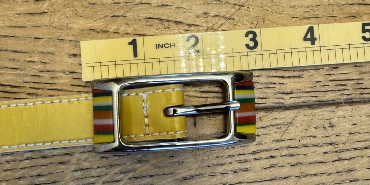 Fossil Belt Enamel Multi Color Silver Buckle Patent Leather Mustard Yellow Y2K S