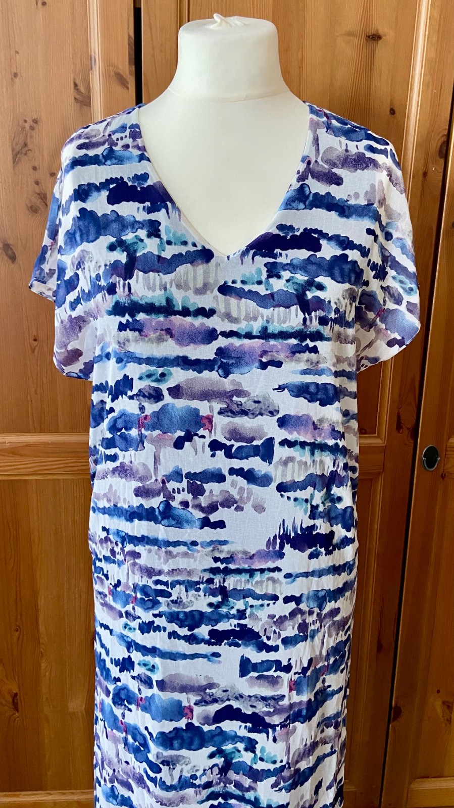 Mint Velvet Maxi Dress | Blue Stripe Chiffon | Short Sleeve | BNWT Size 10