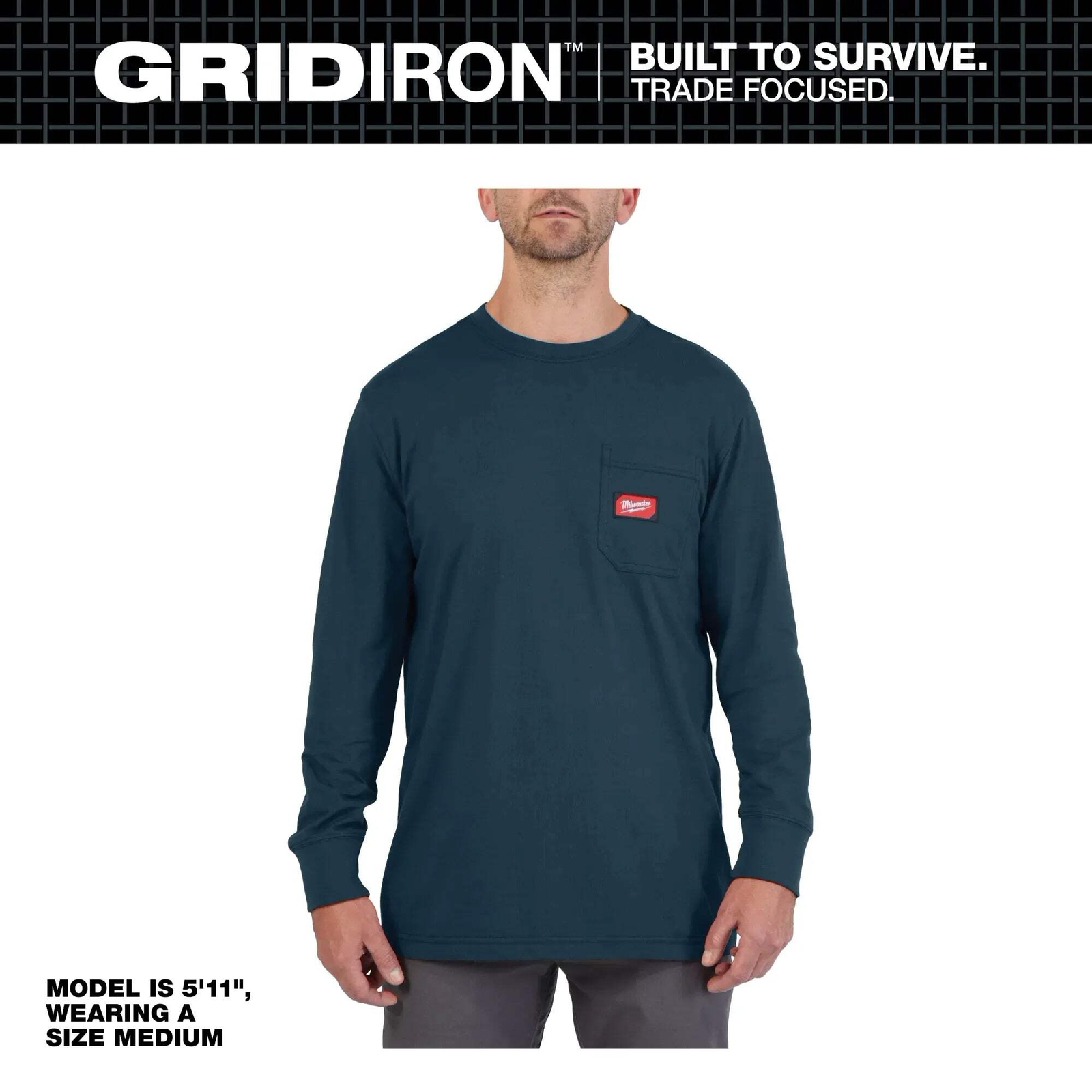 Milwaukee 606 Men’s GRIDIRON Cotton/Polyester Long-Sleeve Pocket T-Shirt