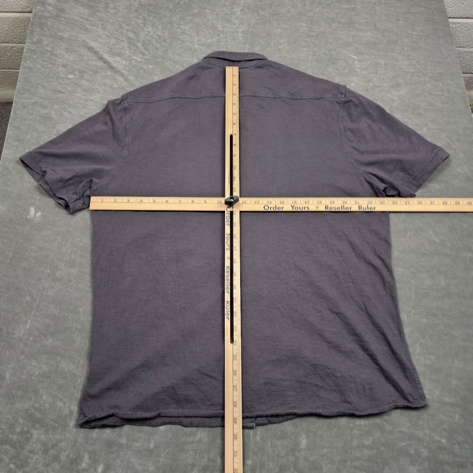 FAHERTY Shirt Mens Extra Large Dark Gray Button Up Short Sleeve Organic Cotton