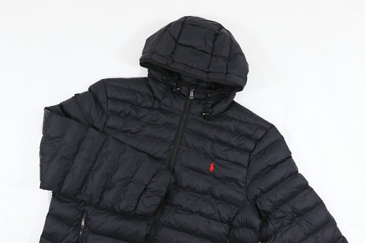 Polo Ralph Lauren Men’s Packable Hooded Puffer Jacket Coat with Pony – Black